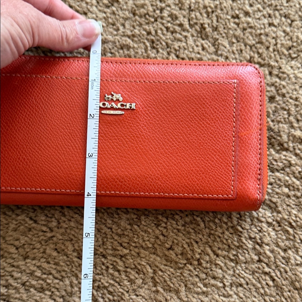 Coach Orange Zip-Around Leather Wallet - Picture 7 of 7